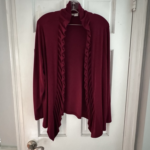Chico's Travelers Classic Red 35th Anniversary Pleated Jacket Sz 16/18 Petite - Picture 1 of 10